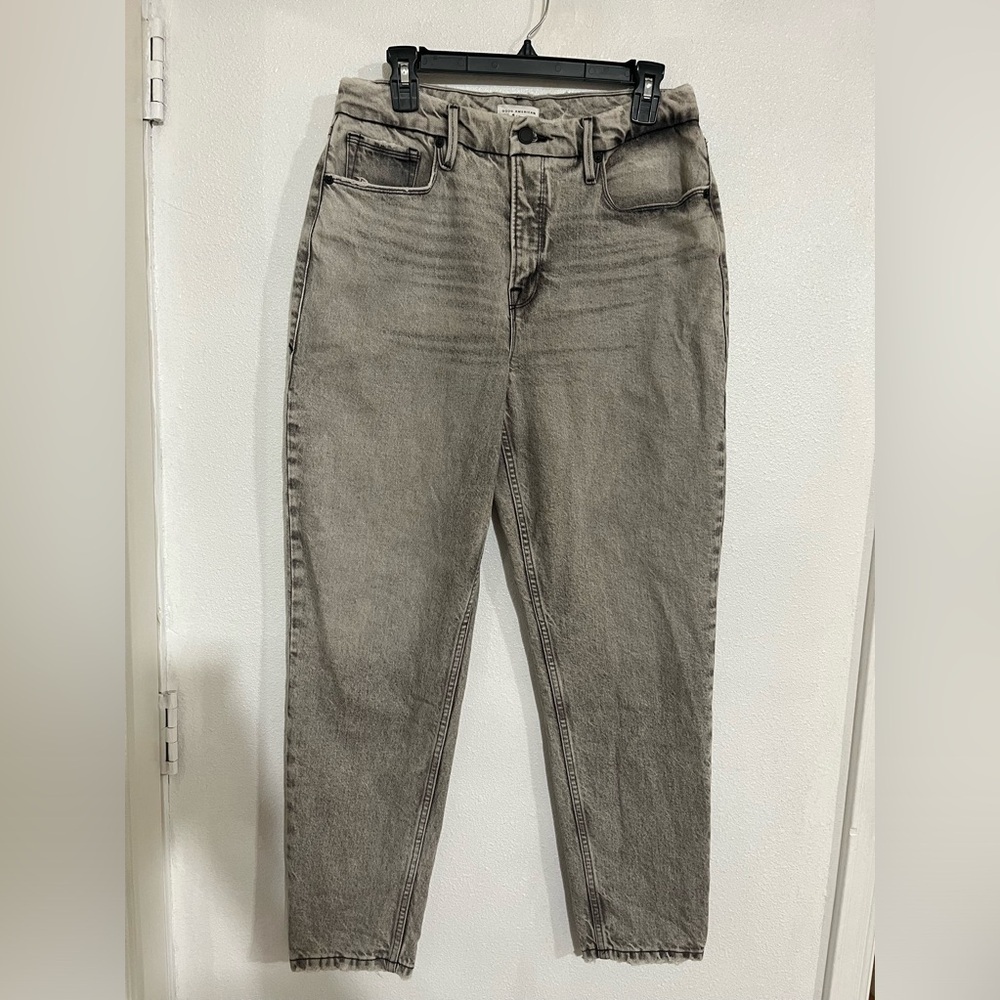 Good America prewashed Distressed, Sz 8/29 black gray 90s high waisted jeans Y2K